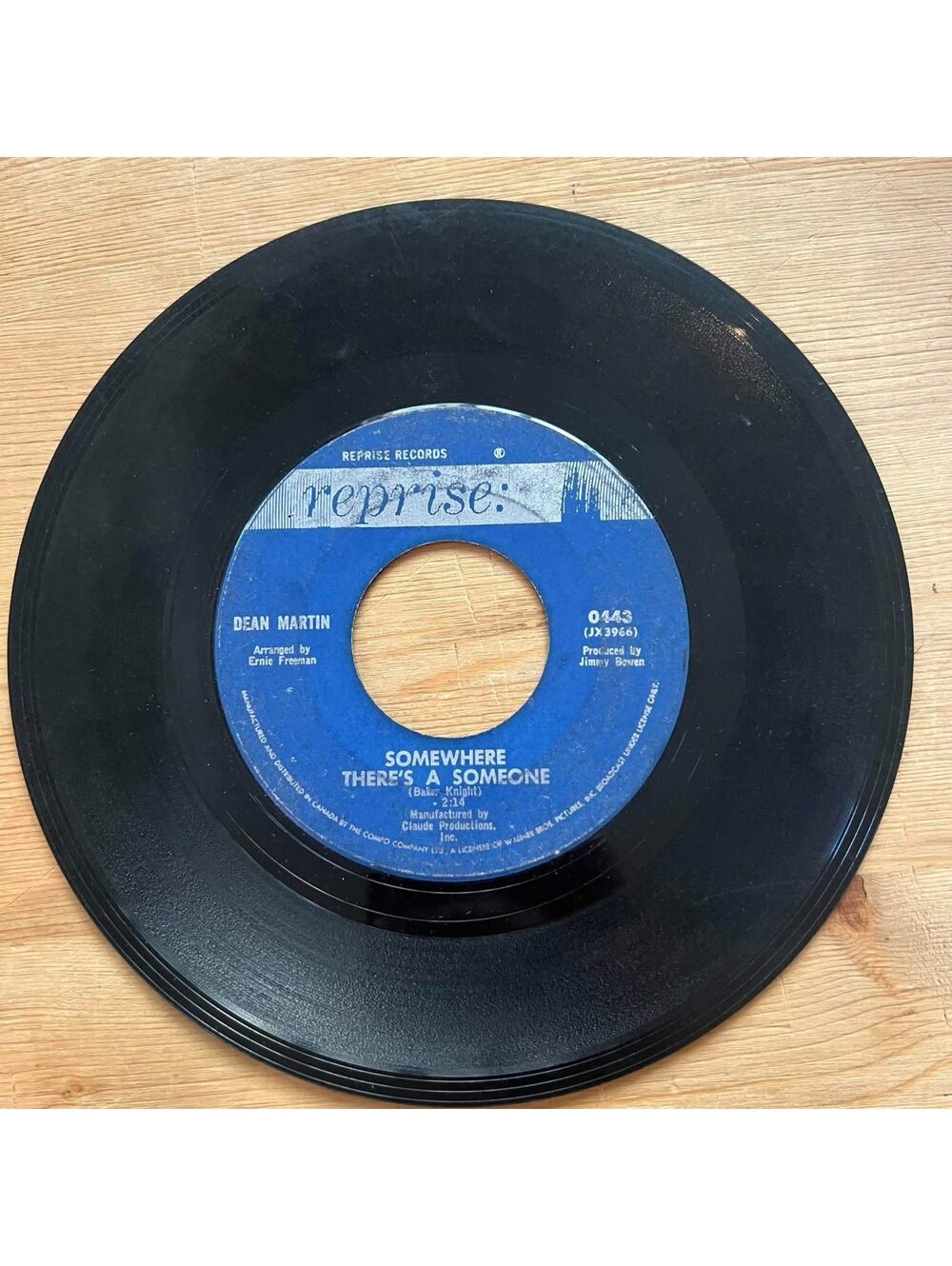 Dean Martin -Somewhere there's a Chance/That Old Clock on the Wall 45rpm VG+ R12